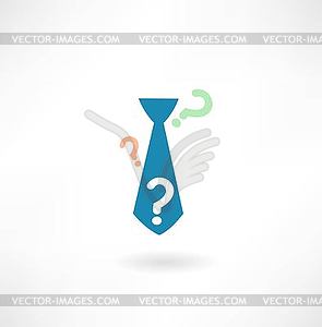 Tie with question mark icon - vector clipart