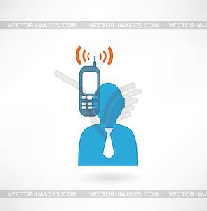 Man with mobile icon - vector clipart