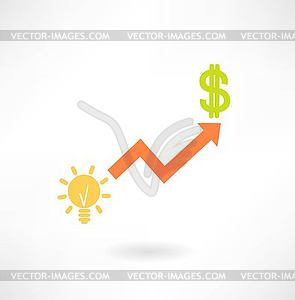 Graph idea and dollar icon - vector image