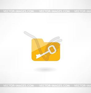 Значок папки с ключом - изображение в векторном формате