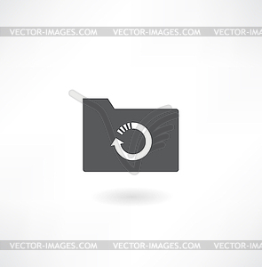 Yellow folder 3d icon with green arrow (download - vector image