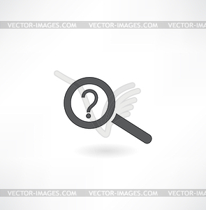 Faq-icon - magnifie with question mark - vector image