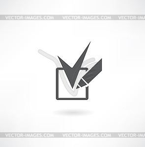 Pencil and tick mark icon - vector image