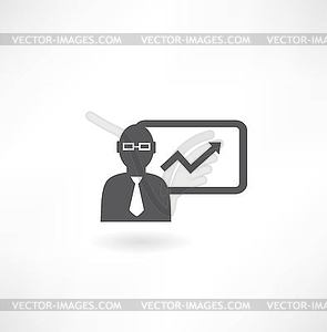 Man with graph icon - vector image