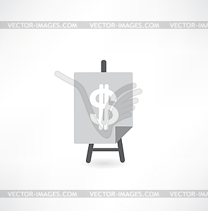 Easel with dollar icon - vector clip art