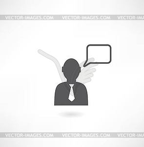 Man with tie with message icon - vector image