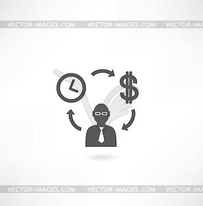 Cycle man, money and time icon - vector clipart