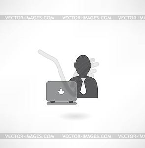 Man with laptop icon - vector clipart