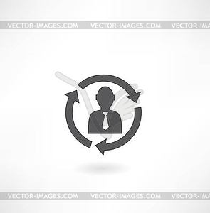 Arrows around person icon - vector clipart