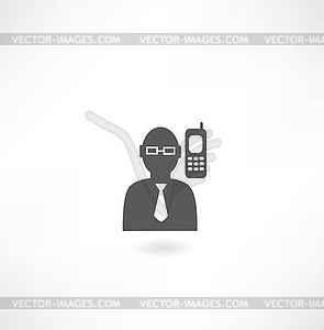 Man talking on phone icon - vector clip art