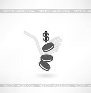 Coin icon with dollars - vector clipart