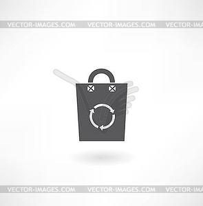 Paper bag with arrow icon - vector image