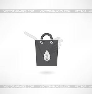 Paper bag with leaf of tree icon - vector clipart