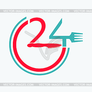 24 Hours Food Delivery Service - vector clipart