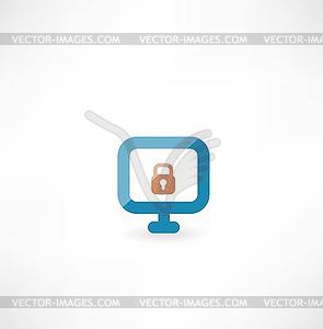 Computer with lock icon - vector image