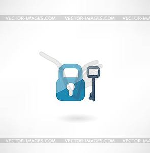 Lock with key icon - vector clip art