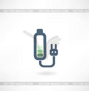 Battery with plug of outlet icon - color vector clipart