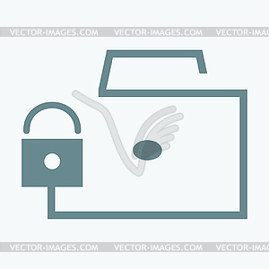 Portfolio on lock icon - vector image