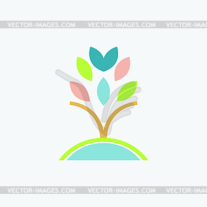 Decorative simple tree - vector image