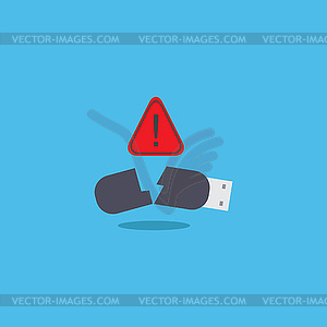 Broken flash drive icon - vector image