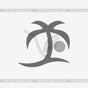 Sea palm sun icon - vector image