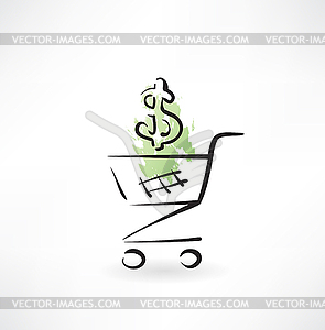 Truck and money icon - vector image