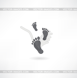 Black bare footsteps - vector clipart / vector image