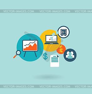 Business composition of icons - vector clipart