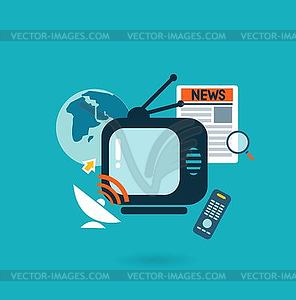 Flat design concept for mass media - vector clip art