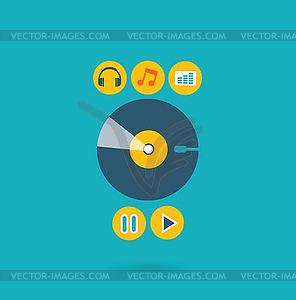 Flat design concept for listening to music - vector image