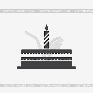 Cake with candle icon - vector clip art