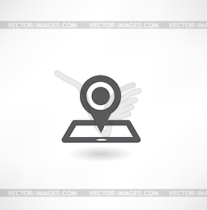 Map icon with Pin Pointer - white & black vector clipart