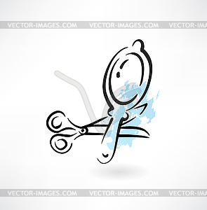 Mirror and scissors icon - vector image