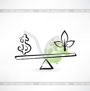 Money and ecology icon - stock vector clipart