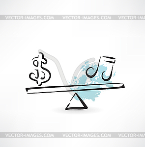 Money and music icon - vector image