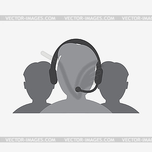 Worker with microphone and headphones icon - vector image