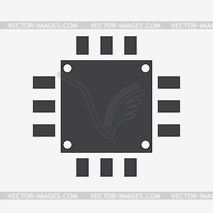 Microchip web icon - vector image