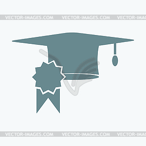 Graduation cap and diploma certificate colorful fla - vector image