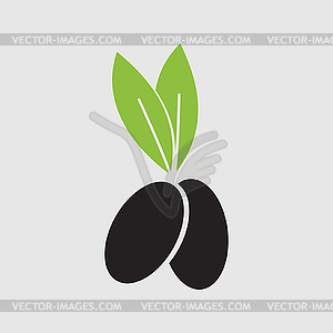 Olive with leaves, label - vector clipart