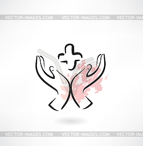 Hands medicine icon - vector clip art