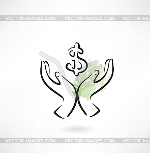 Money hand icon - vector clipart