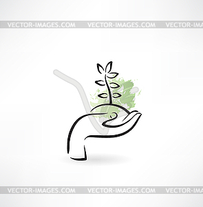 PROTECTING hands ecology icon - vector image