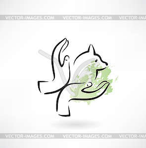 Уход за животными значок руки - векторизованное изображение