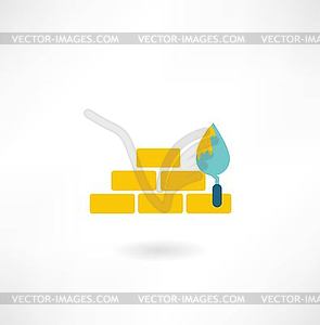 Bricks with trowel icon - vector clip art