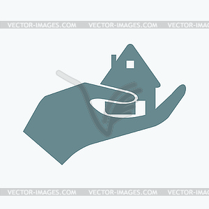 Hands holding home - vector clipart