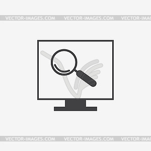 Heart checkup, magnifying glass on an ecg diagram - vector clipart