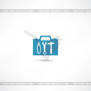 Suitcase with tools icon - vector image