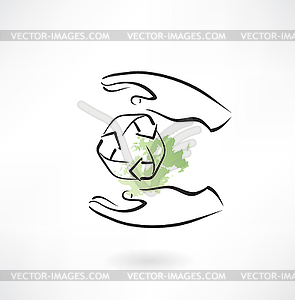 PROTECTING hands ecology icon - vector clipart / vector image