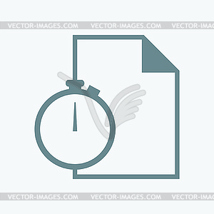 Fixation time. stopwatch and sheet of paper icon - vector EPS clipart