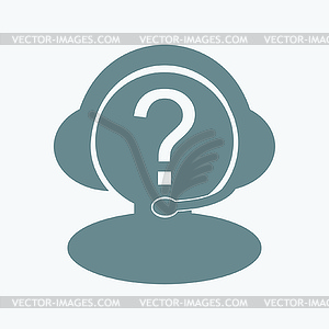 Technical support man with headphones and microphon - vector clipart